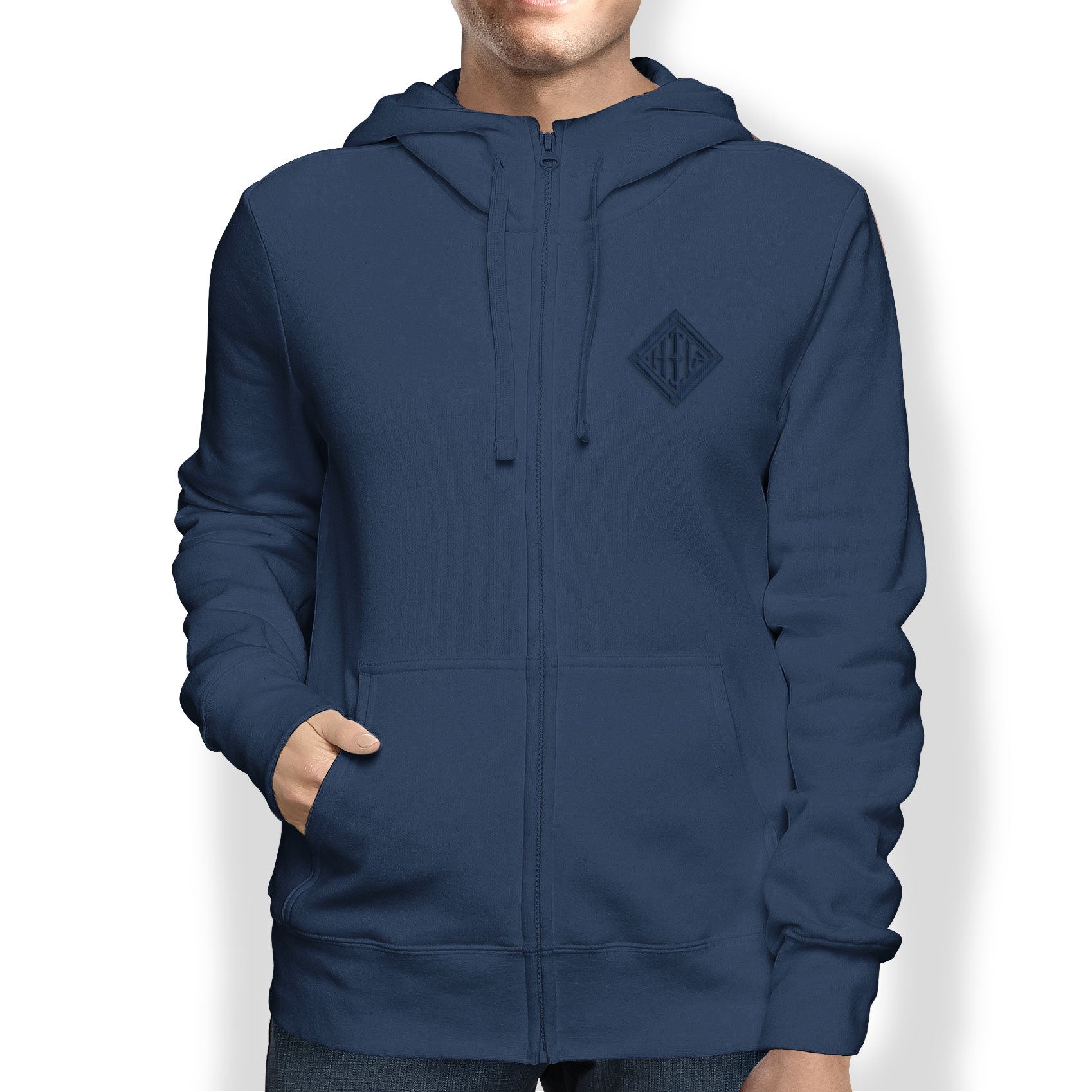 Men's Hoodie, Full Zip, Navy - from Howard Iron Works Printing Museum