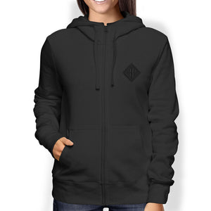Ladies Hoodie, Full Zip, Black - from Howard Iron Works Printing Museum