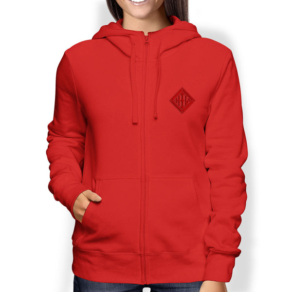 Ladies Hoodie, Full Zip, Red - from Howard Iron Works Printing Museum