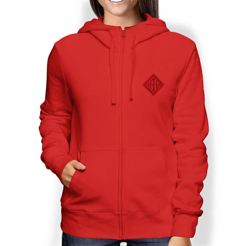 Ladies Hoodie, Full Zip, Red - from Howard Iron Works Printing Museum