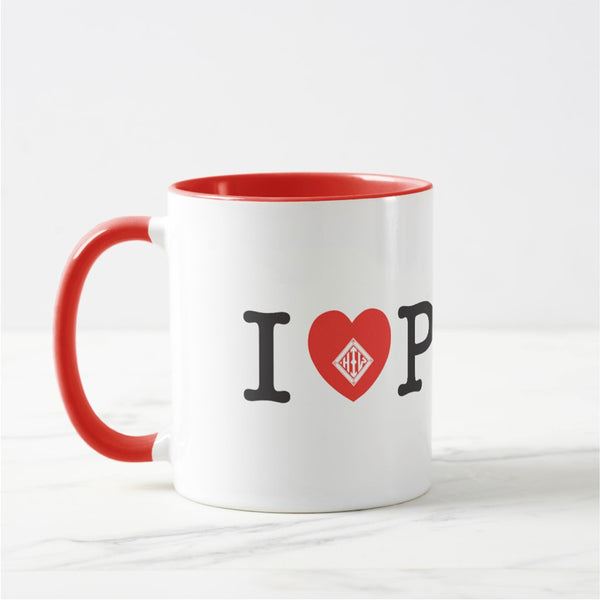 I Love Print - Coffee Mug White/Red - from Howard Iron Works Printing Museum