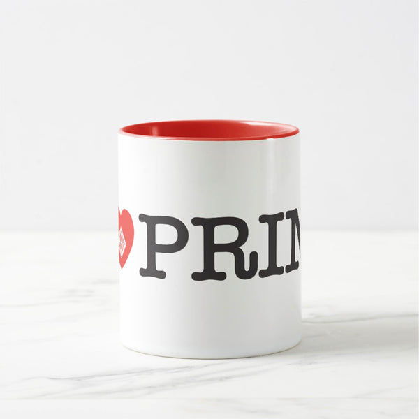 I Love Print - Coffee Mug White/Red - from Howard Iron Works Printing Museum