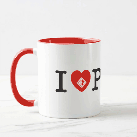I Love Print - Coffee Mug White/Red - from Howard Iron Works Printing Museum