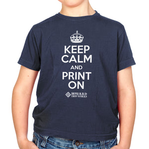 Youth T-shirt, Keep Calm, Navy - from Howard Iron Works Printing Museum