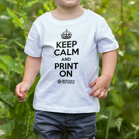 Toddler T-shirt, Keep Calm, White - from Howard Iron Works Printing Museum